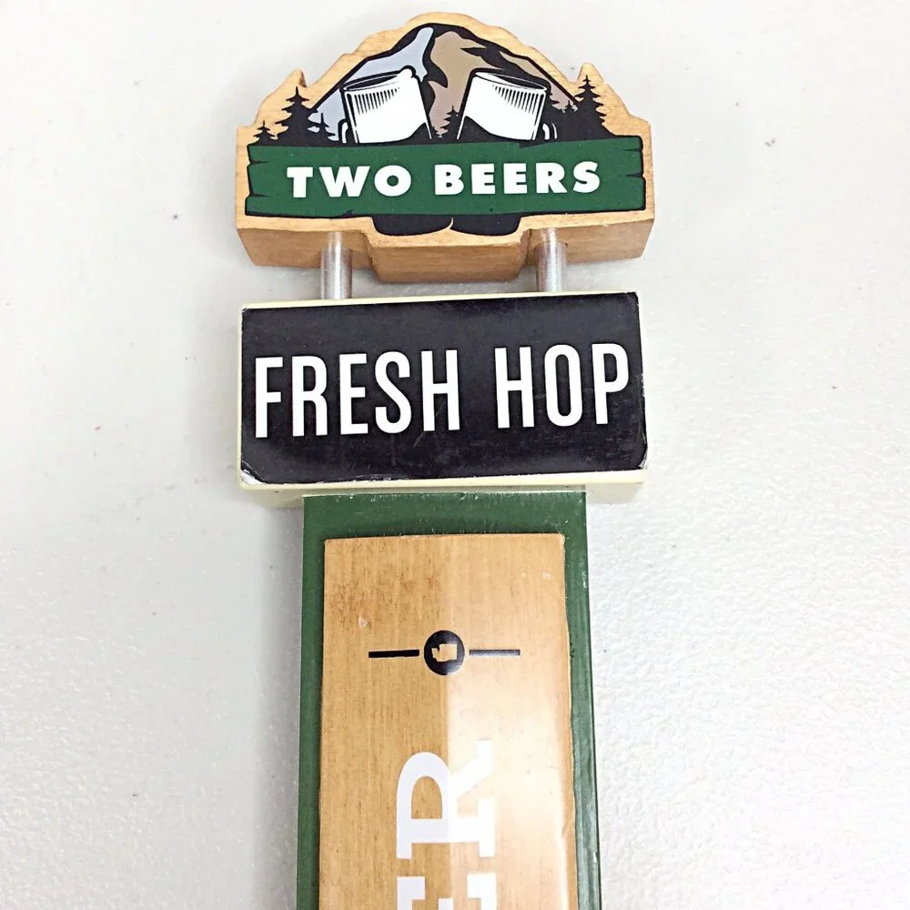 Two Beers Brewing Co Tap Handle Seattle Washington Fresh Hop Craft Keg Top 11.5